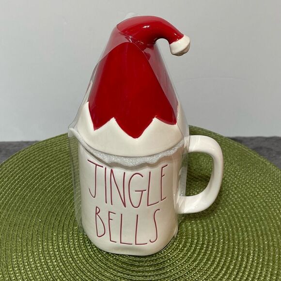 Rae Dunn Jingle Bells Mug with Topper NWT - Picture 4 of 7